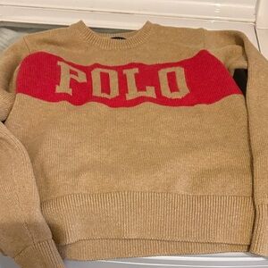 Polo by Ralph Lauren Beige and Red Crewneck Sweater